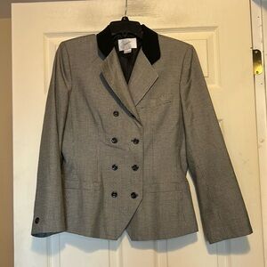 Jacqueline Ferrar Black and Gray Double-Breasted Blazer Size 10